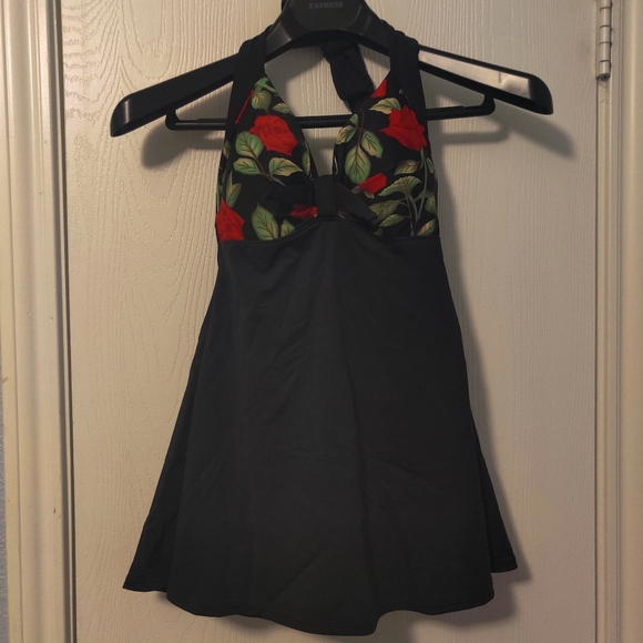 Retro Sailor Pin Up Swimsuit Skirtini Floral - Picture 2 of 5